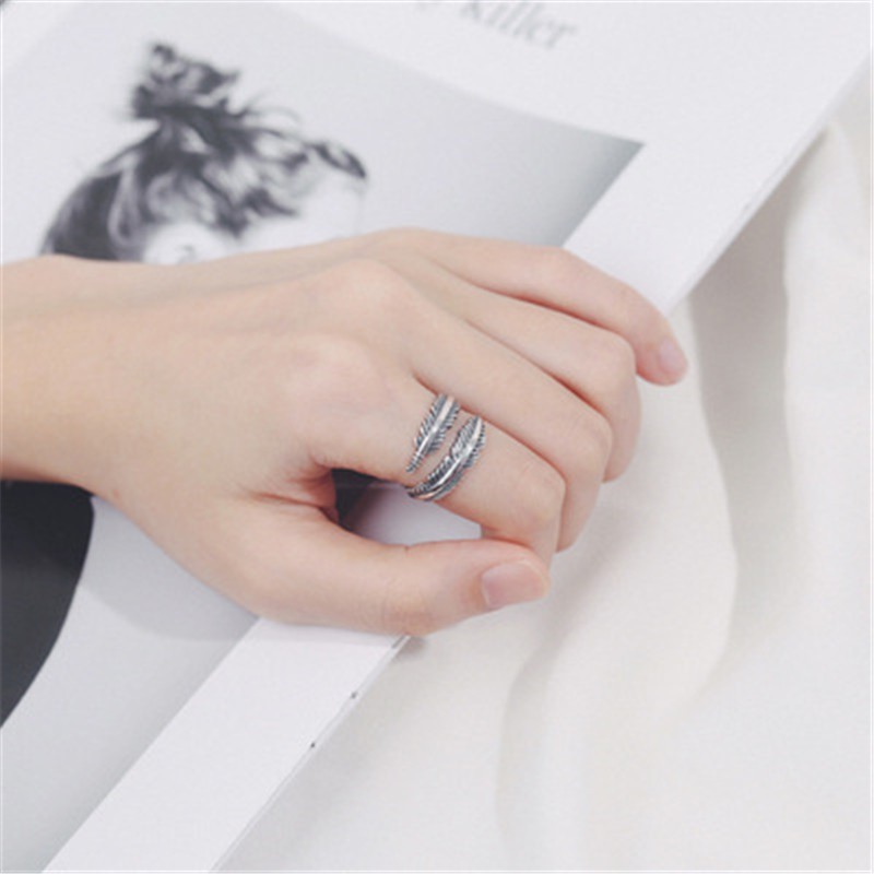 Feather Open Ring Accessories Retro Personality Korean Version