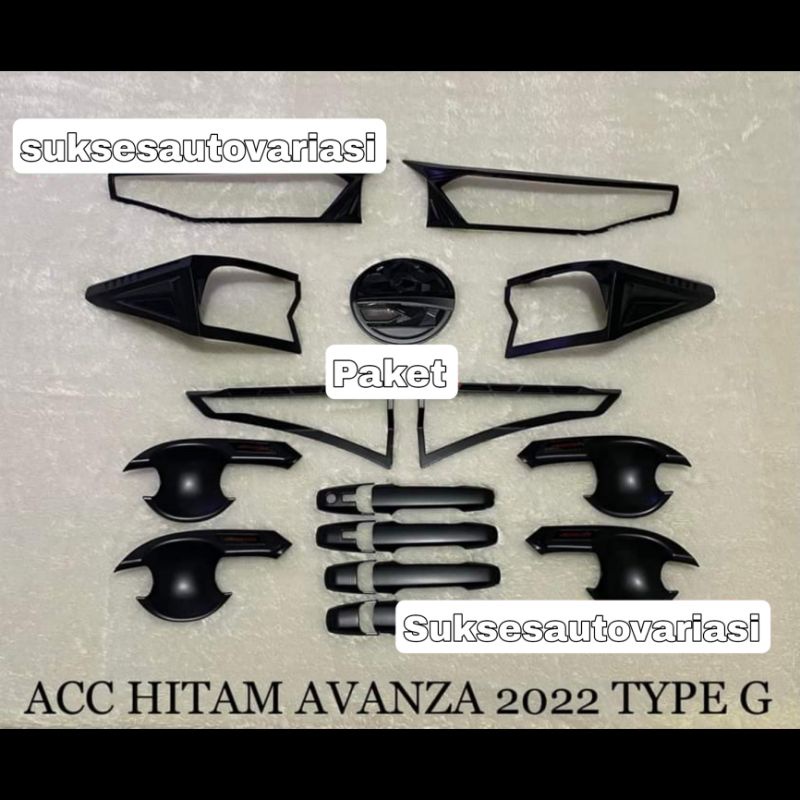 Paket lengkap aksesoris all new avanza 2022 type G black doff