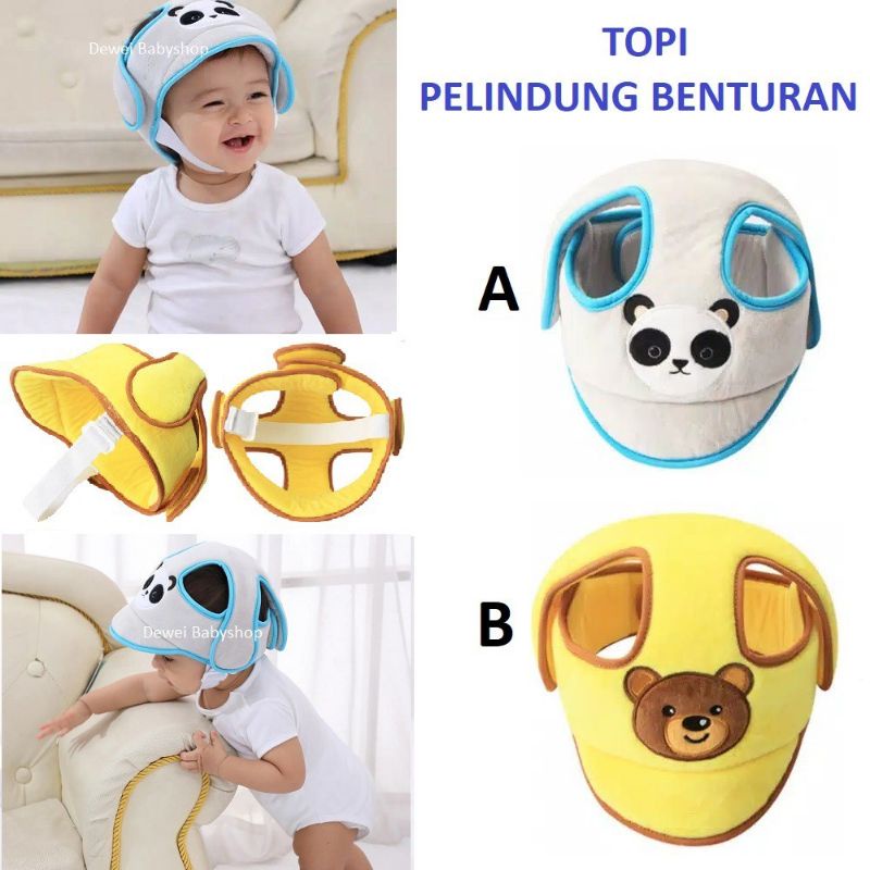 topi pelindung kepala anak motif bear