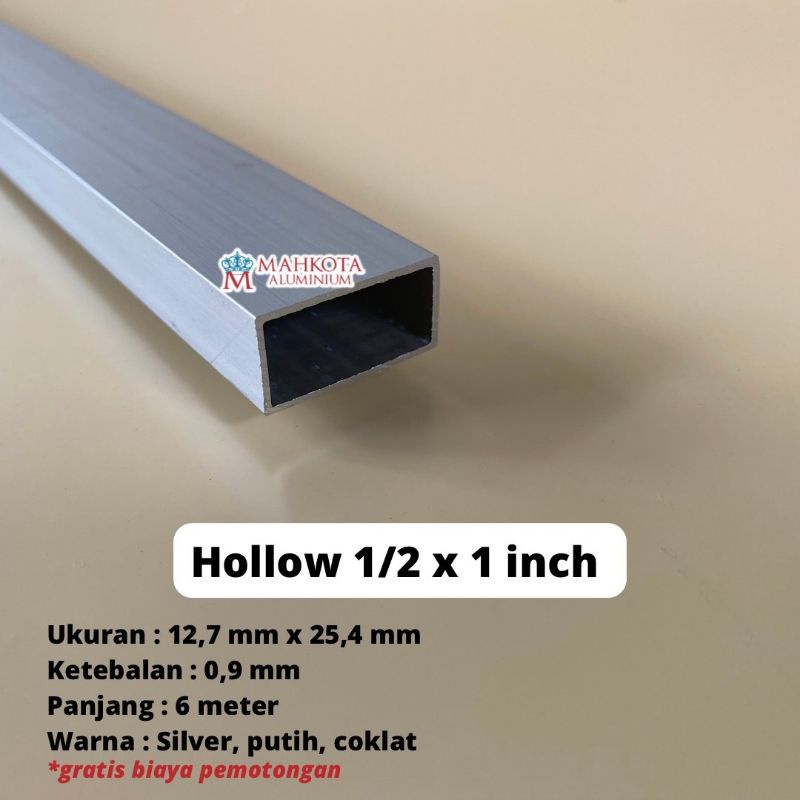 HOLLOW / KOTAK ALUMINIUM ½ x 1 INCH