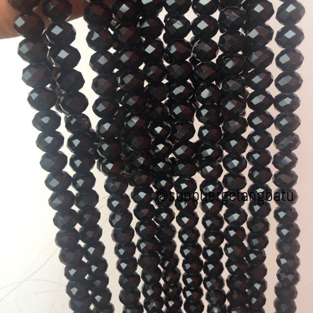 Crystal Ceko Doff 10mm HITAM BLACK beads manik donat rondelle eceran gelang kalung supplier toko