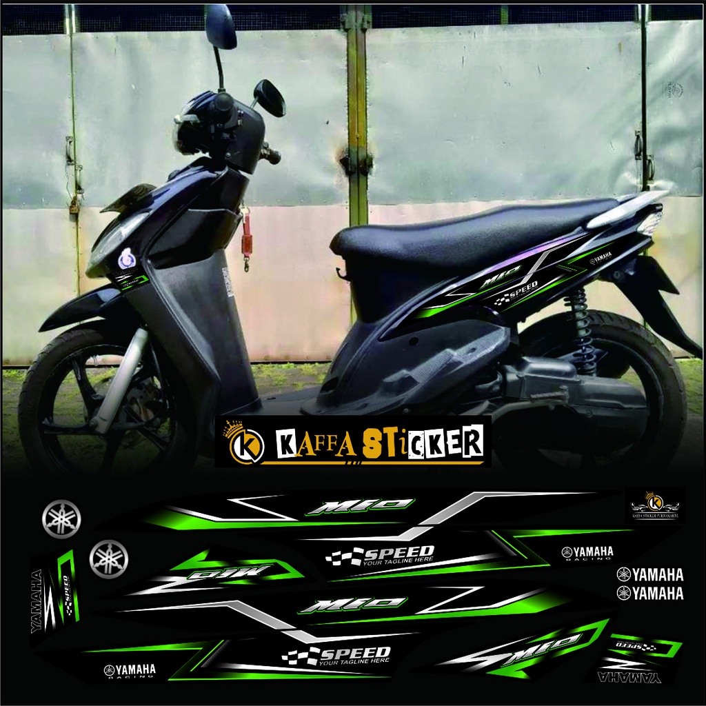 Striping Mio Sporty variasi hijau hitam sticker