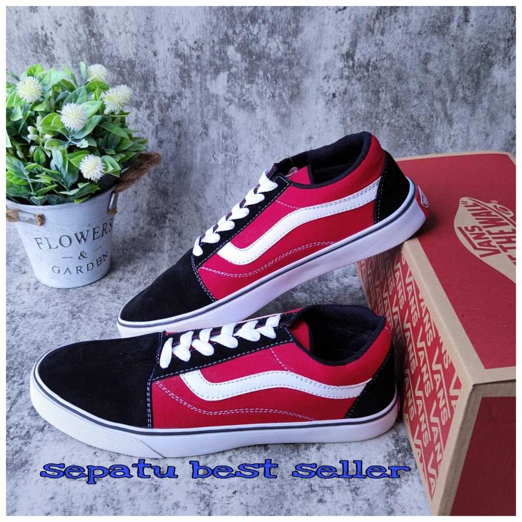 Sepatu Vans Old Skool Classic merah murah meriah sekolah gaya