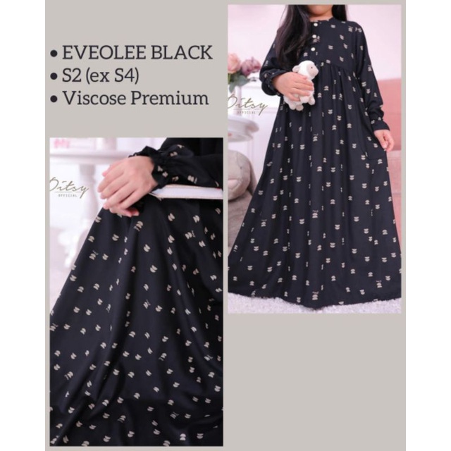 READY SIAP KIRIM  DITSY Januari 2022 Eveolee black NG sz S Little Eveolee black Sz 4