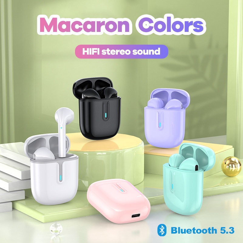 Macaron 5 Color Headset Bluetooth TWS Waterproof 9D HiFi Bass Headphone Karakter airpods Earphone Gaming Wireless earphone