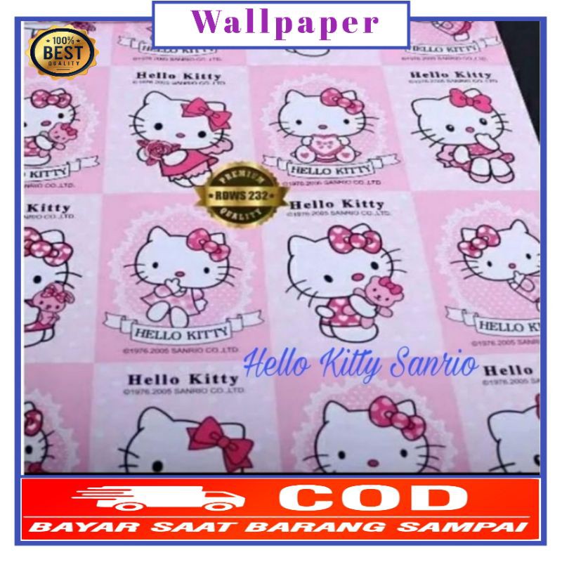 Wallpaper Stiker Dinding Walpaper Wall Sticker Motif Karakter Kartun Hello Kitty Sanrio