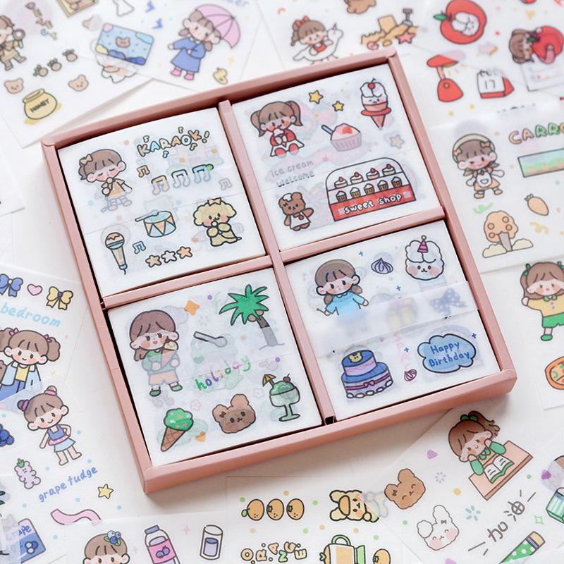

[deespace] 1 LEMBAR Sticker SOFT SERIES Sticker DIY Scrapbook Stiker Hias Tumbler Transparan Lucu in Box PAPER DYEING - B0254