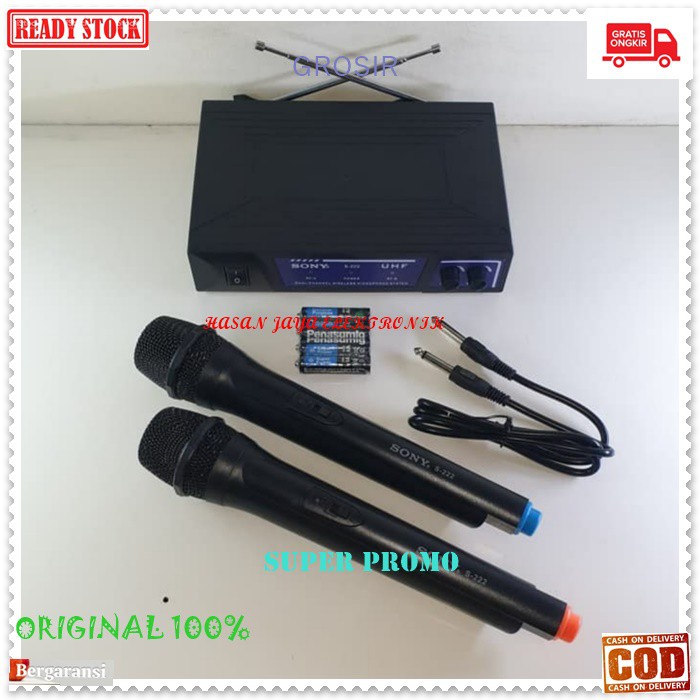 Microfon mik wireless mic double original mik karaoke suara vocal profesional suara audio sound pro