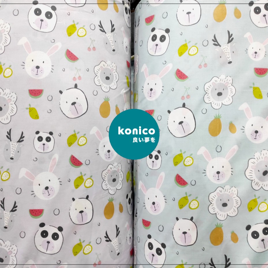KONICO kain Katun sprei Meteran Motif ANIMAL FRUIT Anak Murah (kain meteran)