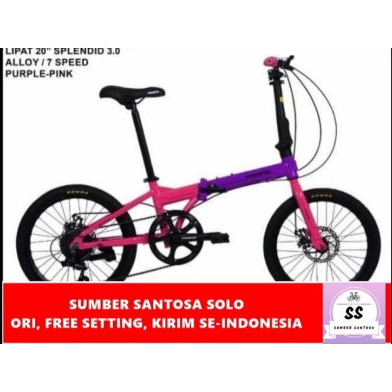 SEPEDA LIPAT PACIFIC SPLENDID 3.0 ALLOY PURPLE PINK 20 INCH