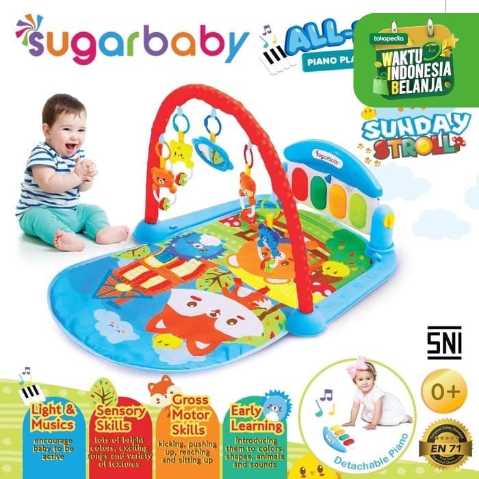 Baby Play Gym Mainan Anak Bayi Rattle &amp; Piano Playmat Matras