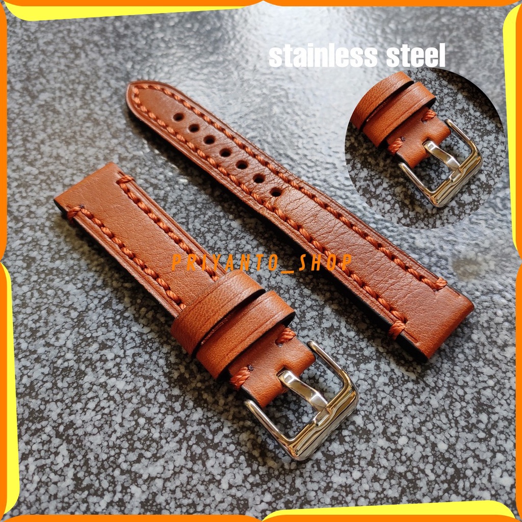 Leather strap Tali Jam Tangan Kulit Asli tebal Handmade PR007 Free Pen Remover