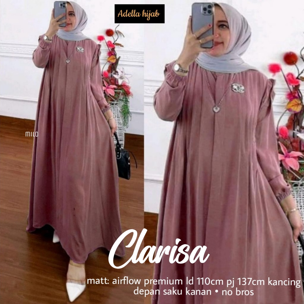 CLARISA MAXY Gamis Maxi Long Dress Airflow Premium untuk Wanita Dewasa dan Remaja Cewek Model Terbar