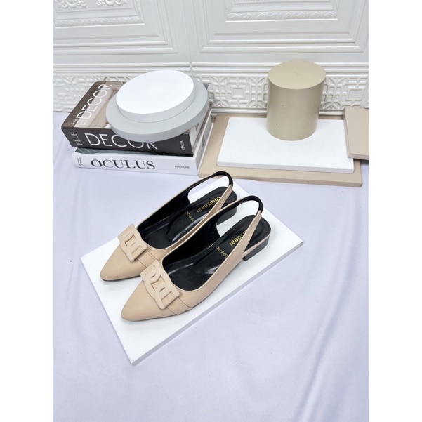 sepatu flat shoes wanita terbaru kekinian pesta LOUISDEAR sepatu flat shoes 2 cm bahan dove tali belakang B76