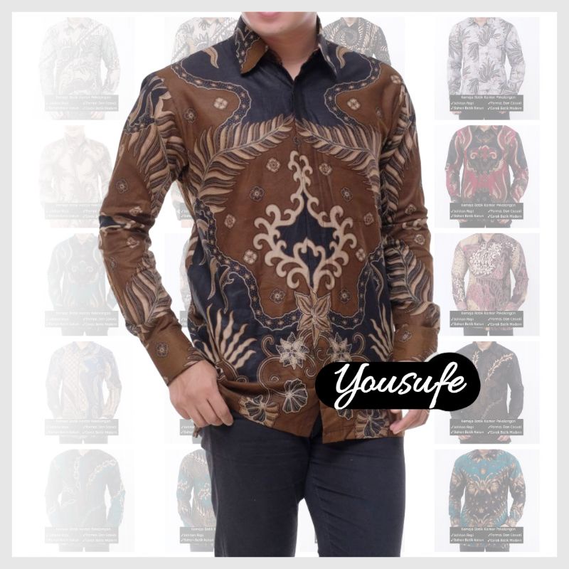 Kemeja Batik Batik Pria Lengan Panjang Kenzo Coklat Hitam Terbaru Seragam kantor Kerja Pernikahan hajatan Terbaru Kode KKZ01