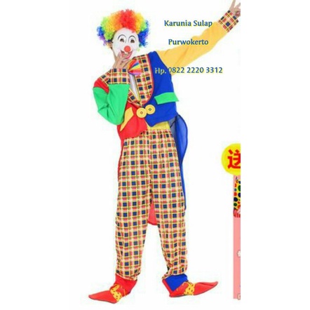 KOSTUM BADUT PAKAIAN BAJU CLOWN LUCU COSPLAY ULTAH FESTIVAL KARNAVAL