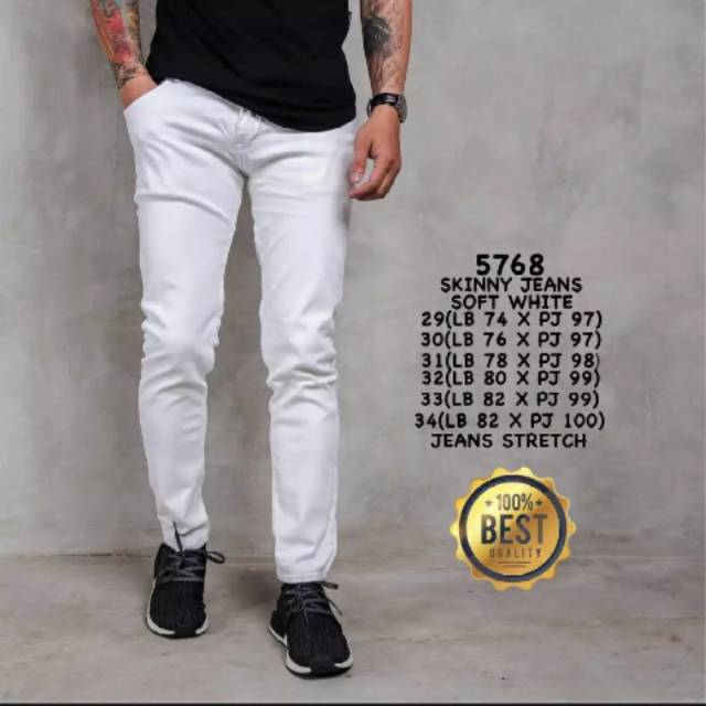 Celana jeans pria putih white forward system