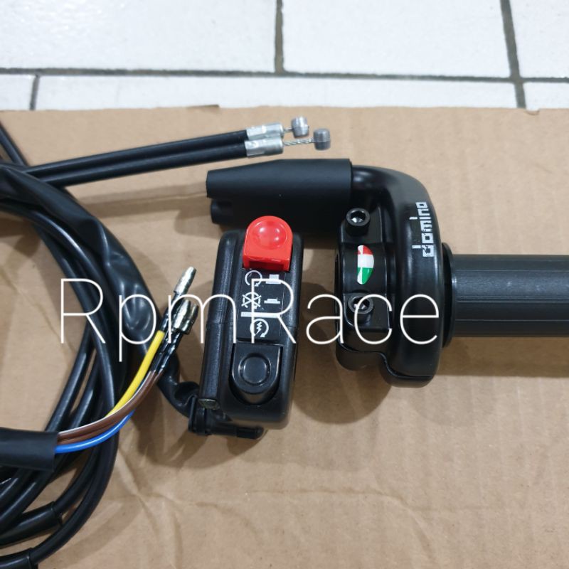 paket Gas spontan domino 2 kabel plus saklar domino kanan plus stater universal bebek matick moge