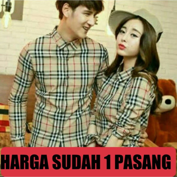 COUPLE-BAJU- KEMEJA COUPLE/KEMEJA PASANGAN/BAJU COUPLE BURBERRY - SESUAI FOTO -BAJU-COUPLE.