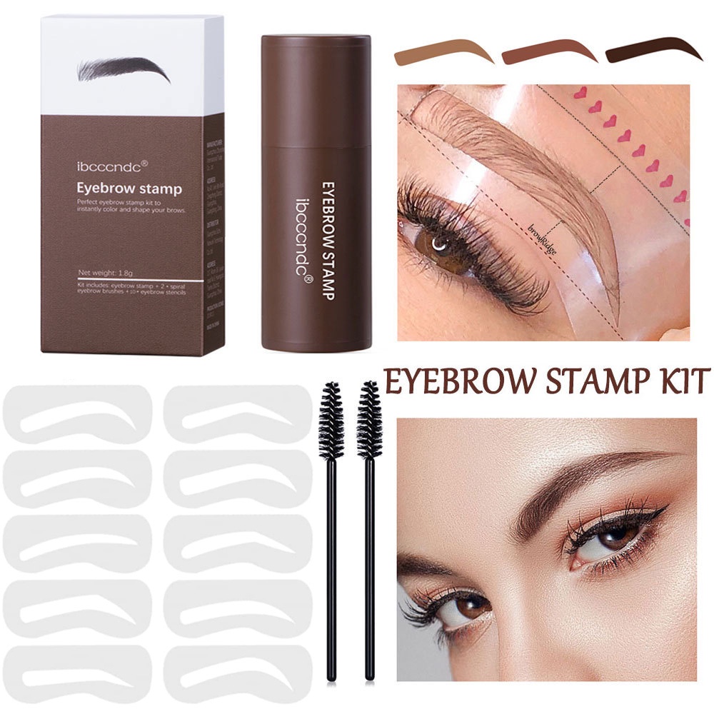 【ada tali】ALLPHV Magic Eyebrow Stamp Alis Stempel Tahan air Cetakan Alis Instan Bedak Alis Eyebrow Powder Waterproof dengan 12 Model Cetakan Alis 2 Tali