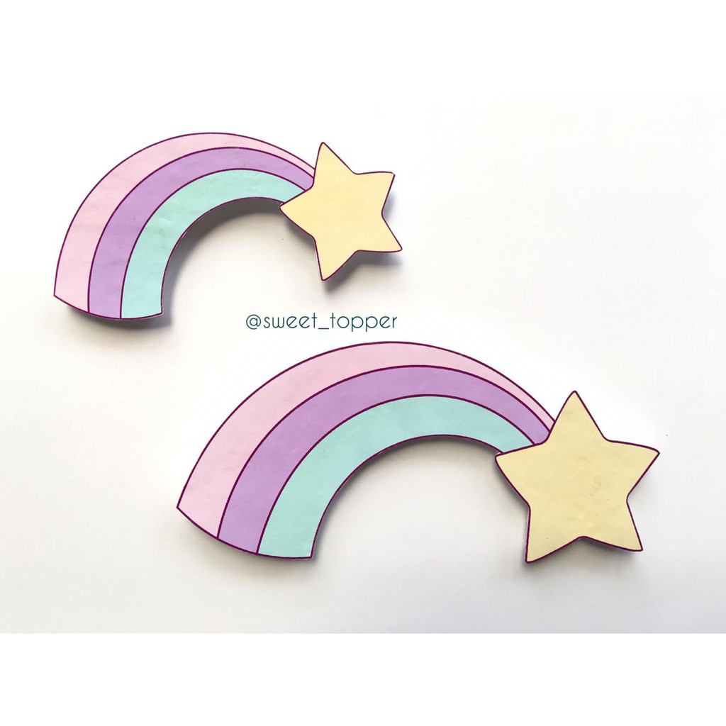 Topper background Rainbow Star BESAR utk hiasan cake