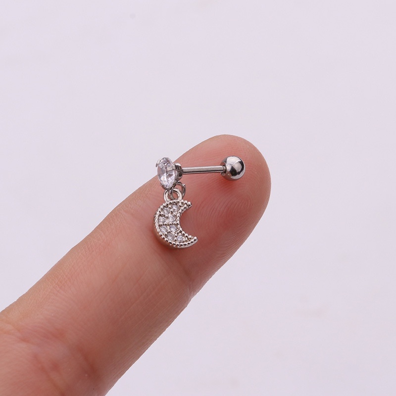 1pc Anting Tindik Tulang Rawan Telinga Desain Bunga Hias Zirkon