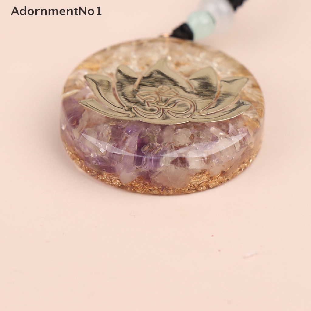 (AdornmentNo1) Orgonite Amethyst Liontin Lotus Orgonit Untuk Kalung / Yoga