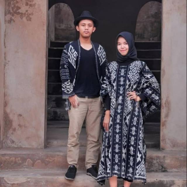 Cople baju tenun motif toraja G46 + free masker tenun