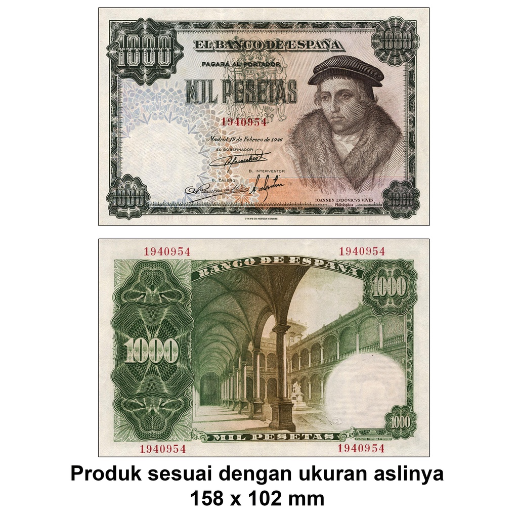 Uang Kuno Spanyol 1000 Pesetas tahun 1948 Souvenir replika repro