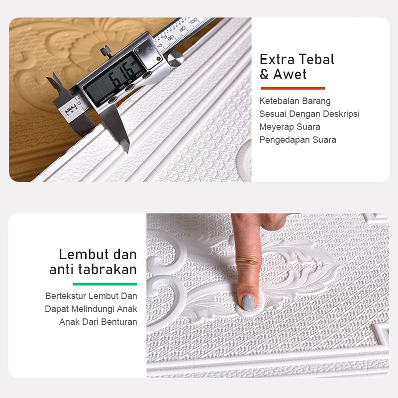  Paket 10 Lembar Wallpaper Foam 3D Motif 70 x 90 CM Wallfoam Dinding Motif Pintu Jati Stiker Panel Dinding-2
