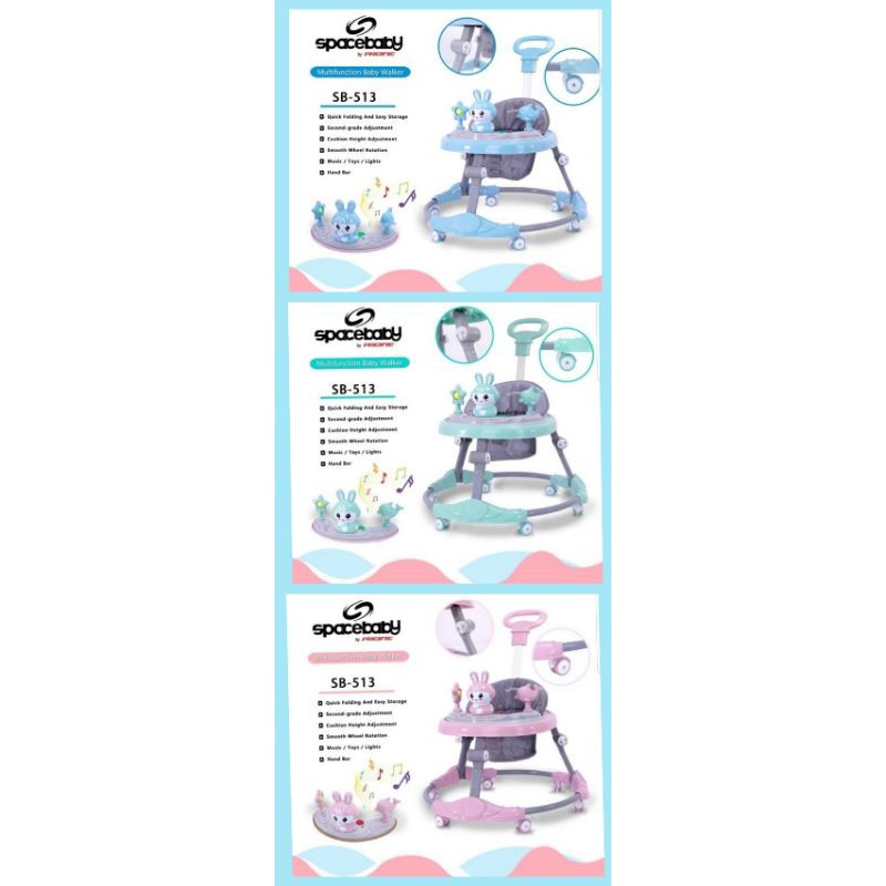 Baby Walker Space Baby Lucu Ada Musik Lampu