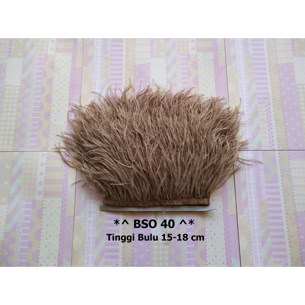[1 METER] BULU OSTRICH TINGGI 15-18CM, RENDA BULU SINGLE OSTRICH BSO 40
