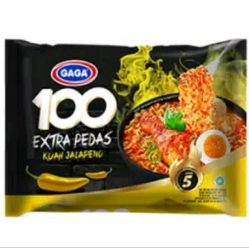 

mie Gaga 100 Extra pedas kuah jalapeno level 5