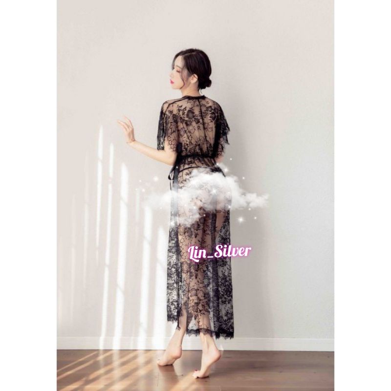 Lingerie Dress Panjang Seksi Transparan / Sleepwear Sexy Dress bisa Big Size Jumbo M L XL XXL