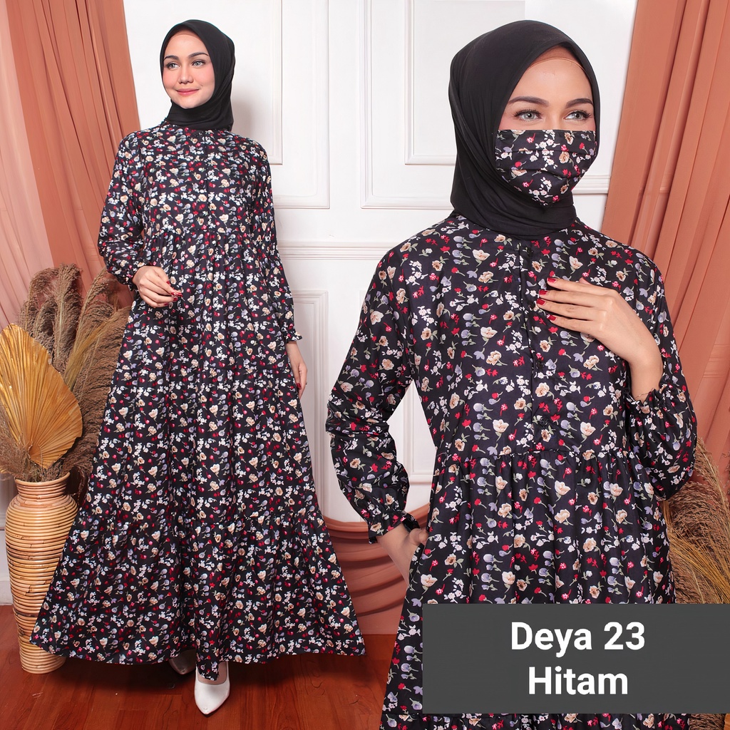 Gudang_Mukenaku Gamis Deya 23 Maxi Syari Fashion Wanita Dewasa Bahan Katun Apple Kancing Depan (Busui) Terbaru Premium COD bisa bayar di tujuan