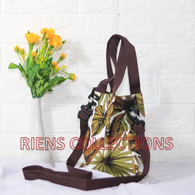 SLING BAG TAS SELEMPANG KANVAS MOTIF  ADENIA COKLAT RIENS COLLECTIONS. TAS KANVAS JOGJA