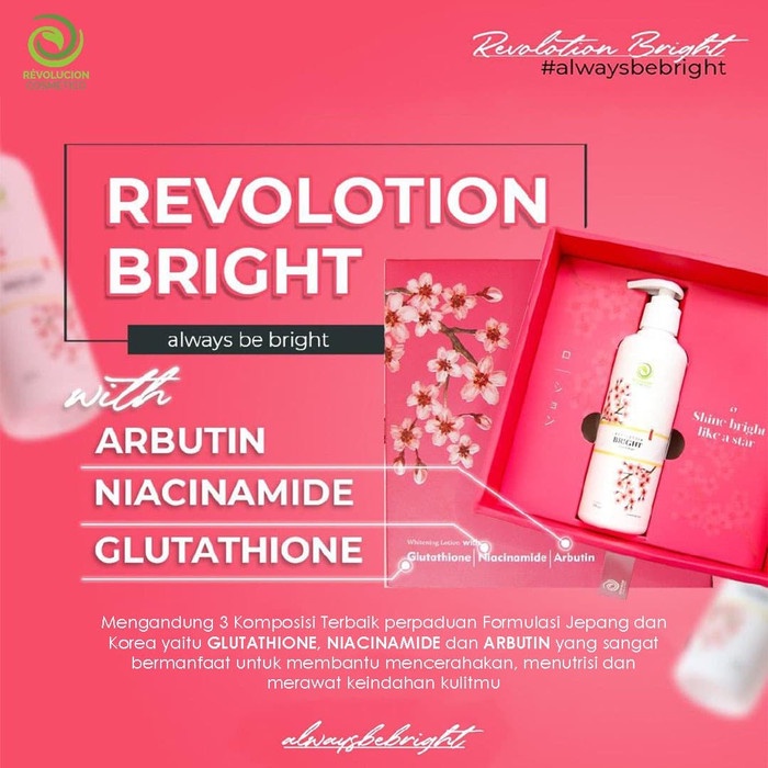 REVOLOTION Bright Body Lotion Whitening 100% ORIGINAL Memutihkan Mencerahkan Kulit Secara Alami