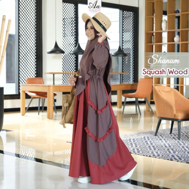 Dress Syari Original Shanum by Aden|Gamis Set Syari|Gamis Set Khimar Polos|Baju Seragam Muslimah