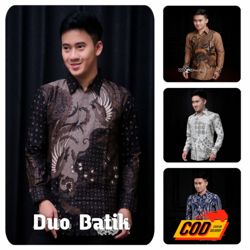 KEMEJA BATIK PRIA DEWASA LENGAN PANJANG SIZE M L XL XXL BATIK PEKALONGAN BAJU BATIK PRIA COD