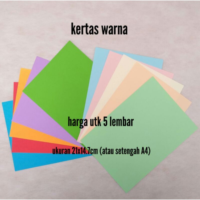 kertas warna sebanyak 5 lembar