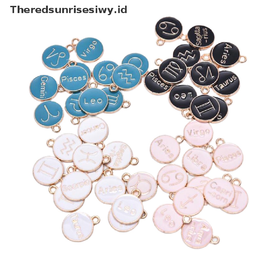 12 Pcs Aksesoris Liontin Enamel Dua Sisi Untuk Membuat Perhiasan