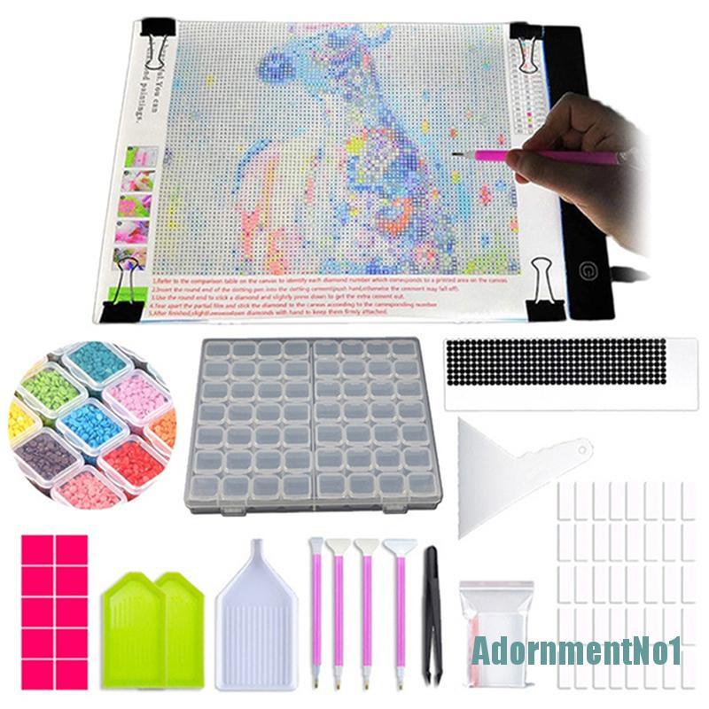 [AdornmentNo1]A4/A5 LED Light Board Diamond Painting Tools Kits 28/56 Grids Drill Storage Box