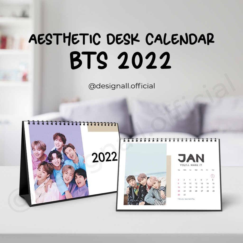 

Designall Kalender Meja / Kalender Duduk Aesthetic Tahun 2022 Spiral BTS BR