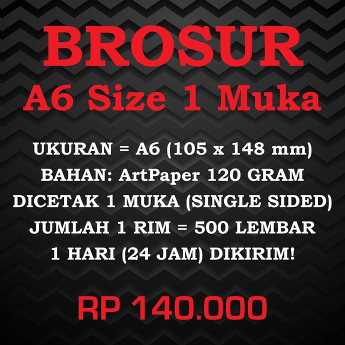 

Print Cetak 1 RIM Brosur Ukuran A6 AP120 Gram 1 Muka