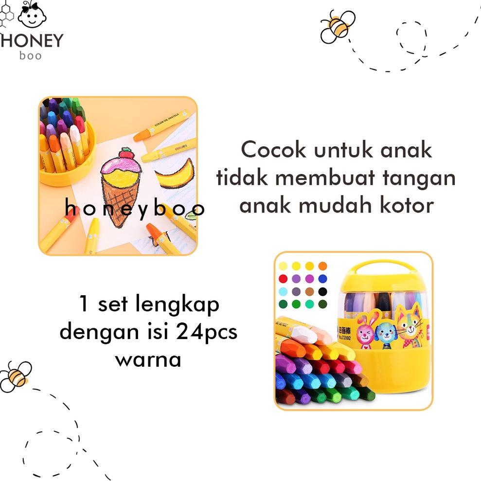 

(N3G9) ✔ Honey Boo - Crayon Anak Mewarnai 24 Warna Krayon Oil Pastel Desain Barrel //Paling@popular