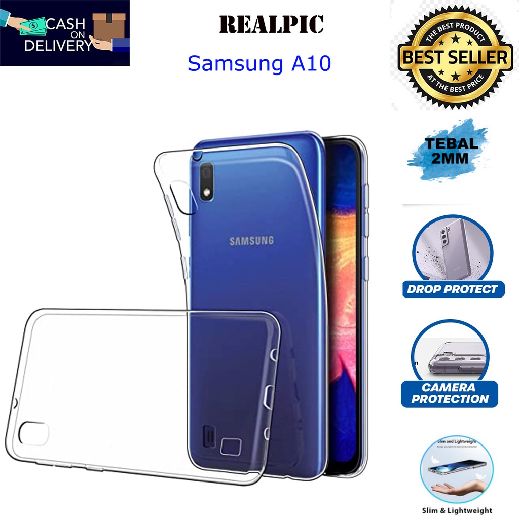 Case Samsung Galaxy A10 Casing Clear HD KETEBALAN 2MM BENING TRANSPARAN TPU Premium Softcase