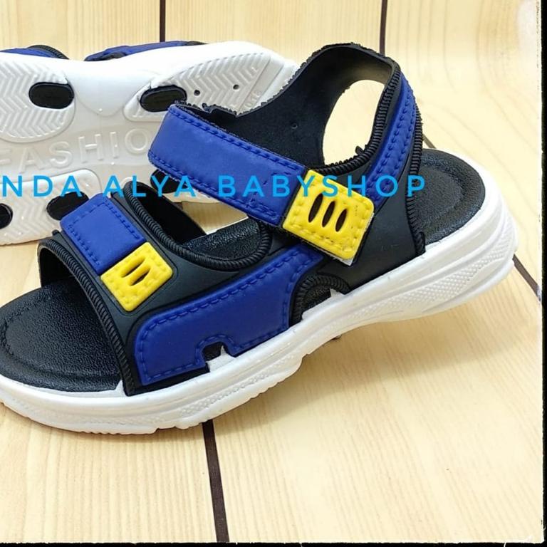 ➬ Sandal Anak Laki Tali Usia 3 4 5 6 7 Tahun Karet Elastis BIRU HITAM - Sendal Anak Cowok Anti Licin