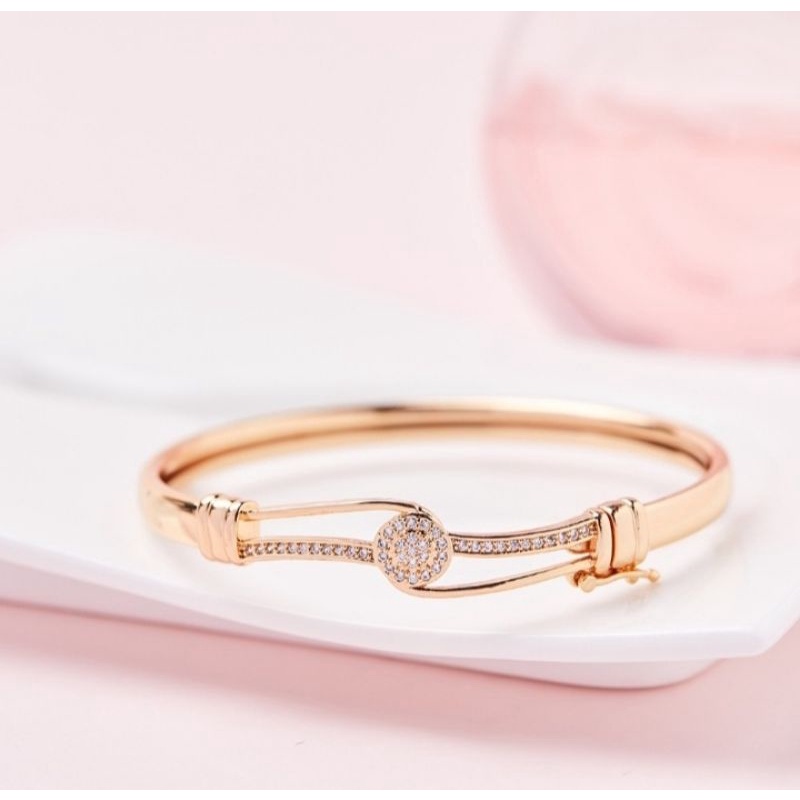 Gelang Wanita Model Baru Emas/Titanium/Anti Luntur Gelang Dewasa Murah Mata Zirkon Gelang Lapis Emas