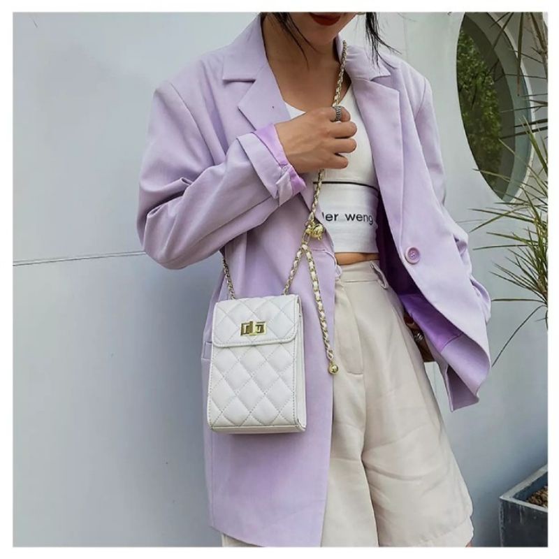 Bagsking08 / Tas Sling phone wanita / Felisa / Tas slempang wanita-Putih