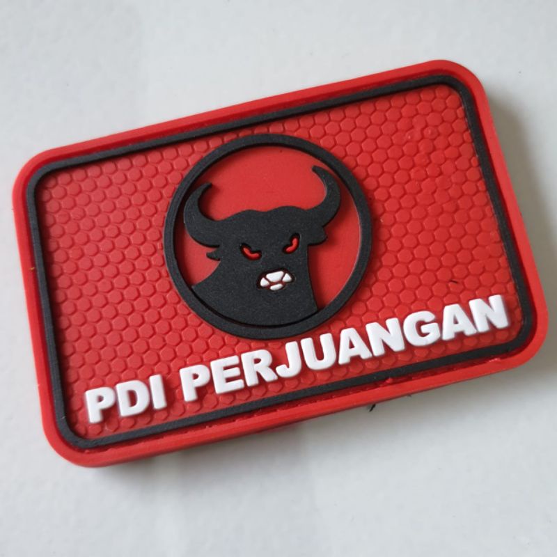 PATCH RUBBER LOGO PARTAI PDI PERJUANGAN/RUBBER PATCH PDI/TEMPELAN EMBLEM KARET VELCRO